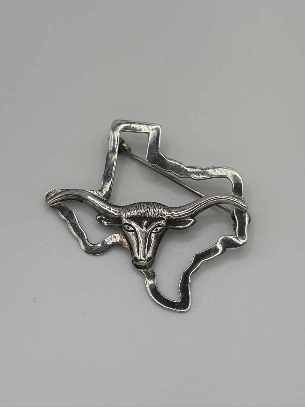 Sterling Silver 925 Texas Longhorn Lapel Pin
